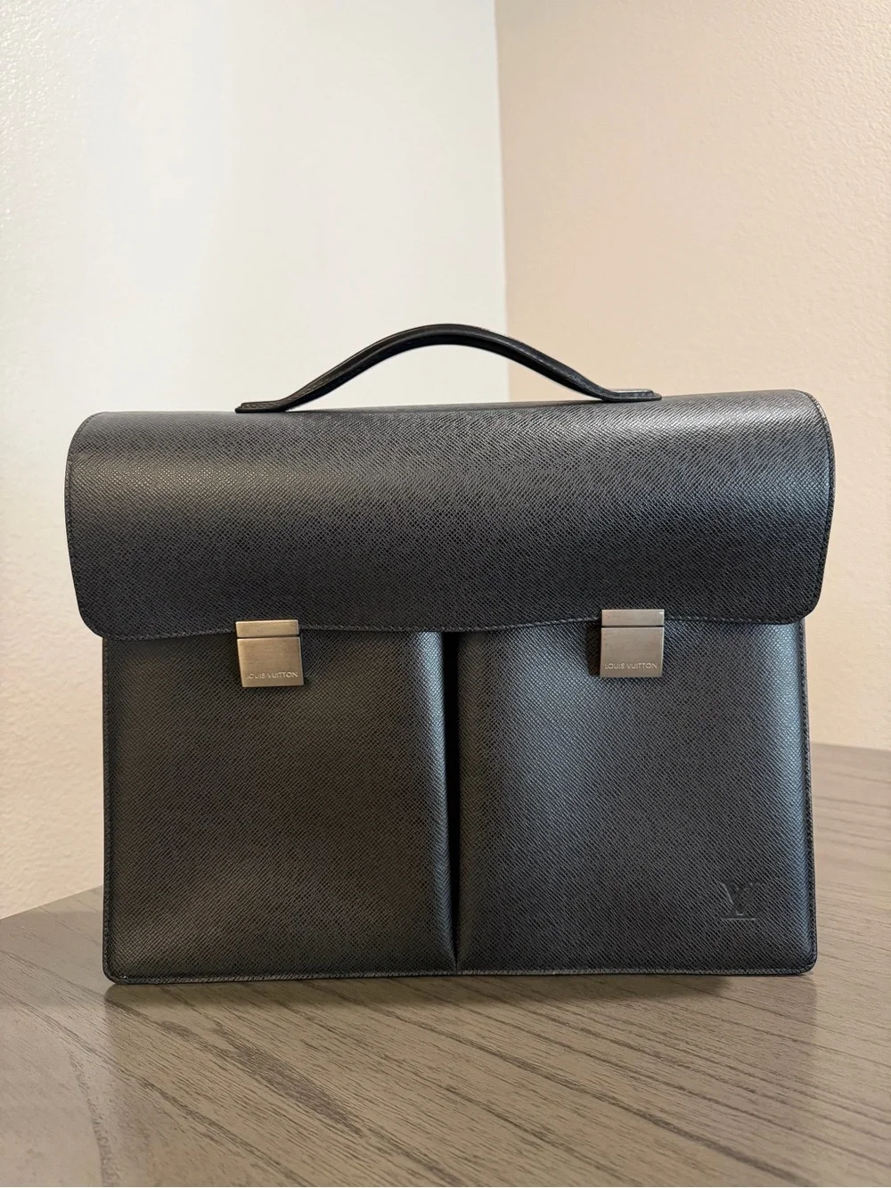 Louis Vuitton Vintage Black Taiga Leather Briefcase